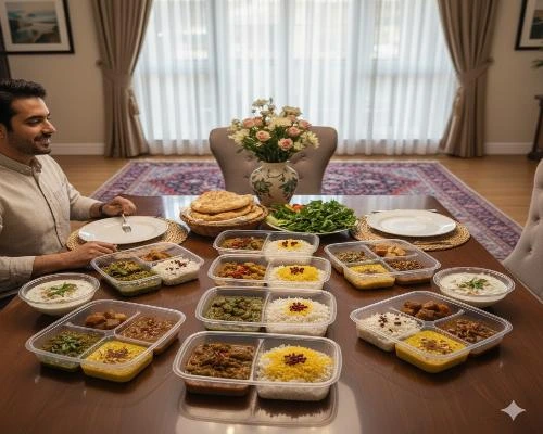 ظروف یکبار مصرف pp یا پلی پروپیلن-چند قسمتی، شفاف، غذا های ایرانی