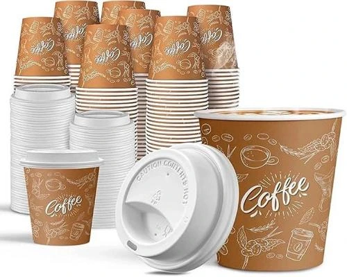 لیوان یکبار مصرف 2 لیوان یکبار مصرف-لیوان یکبار مصرف قهوه پارسام با طرح فانتزی و درب پلاستیکی