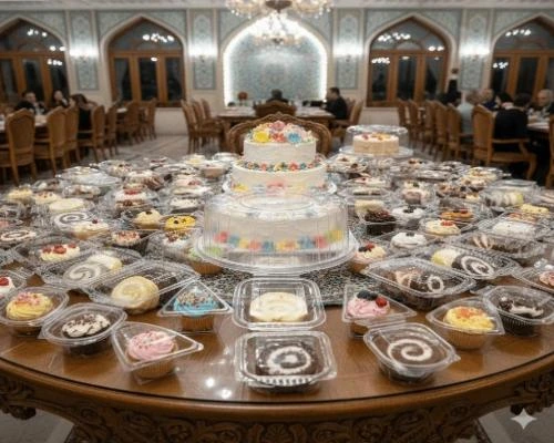 بهترین ظروف یکبار مصرف 🎂🧁 | ظروف بسته‌بندی کیک بزرگ تولد و انواع کاپ کیک‌های مثلثی همراه با کیک‌