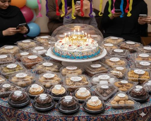 ظروف بسته بندی قنادی و شیرینی پزی 🎂 | ظروف شفاف یکبار مصرف برای کاپ‌کیک، شیرینی و کیک تولد با بسته‌بندی حرفه‌ای