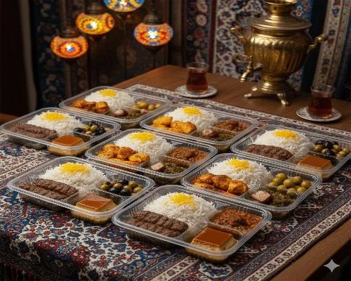 ظروف یکبار مصرف لوکس و لاکچری – 🍱 مناسب سرو پلو، کباب، جوجه‌کباب، قرمه‌سبزی، قیمه، کارامل و زیتون برای پذیرایی و بسته‌بندی غذا