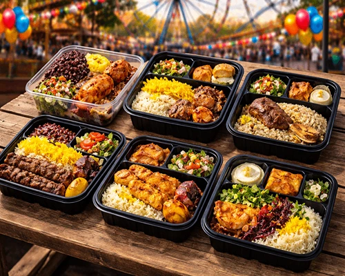 ظروف یکبار مصرف پیکنیک-تک خانه و چند خانه شفاف و مشکی ماکروویوی، مناسب پیکنیک